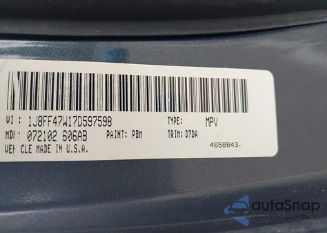 2007 Jeep Compass Sport z USA, uszkodzony, nr VIN 1J8FF47W17D597598